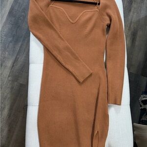 HYFVE Tan Long Sleeve Knit Dress
